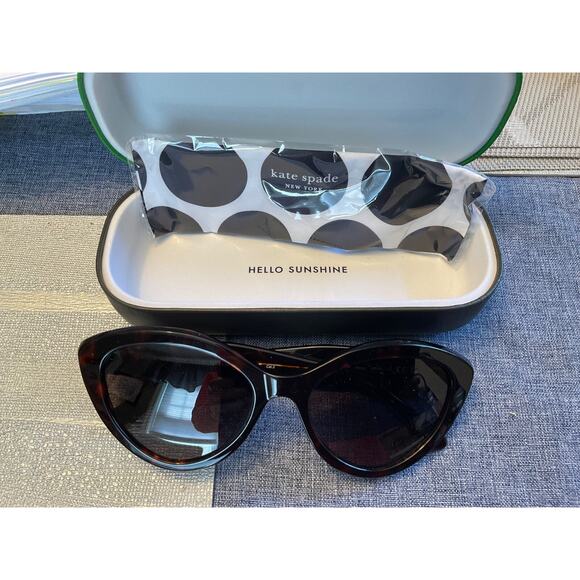 KATE SPADE MARLAH CAT EYE TORTOISE SHELL FRAME SUNGLASSES $175 MSRP - Picture 5 of 14